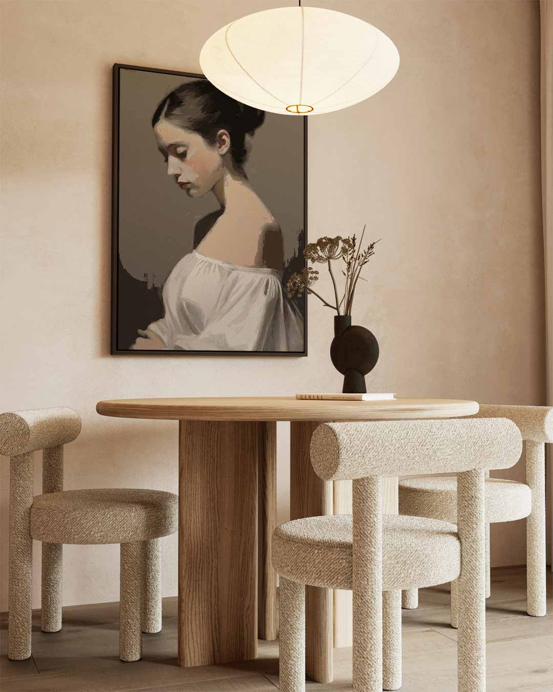 Dromerige Portretstudie Kunstwerk-canvas-dibond-plexiglas-wanddecoratie-WallArtistic