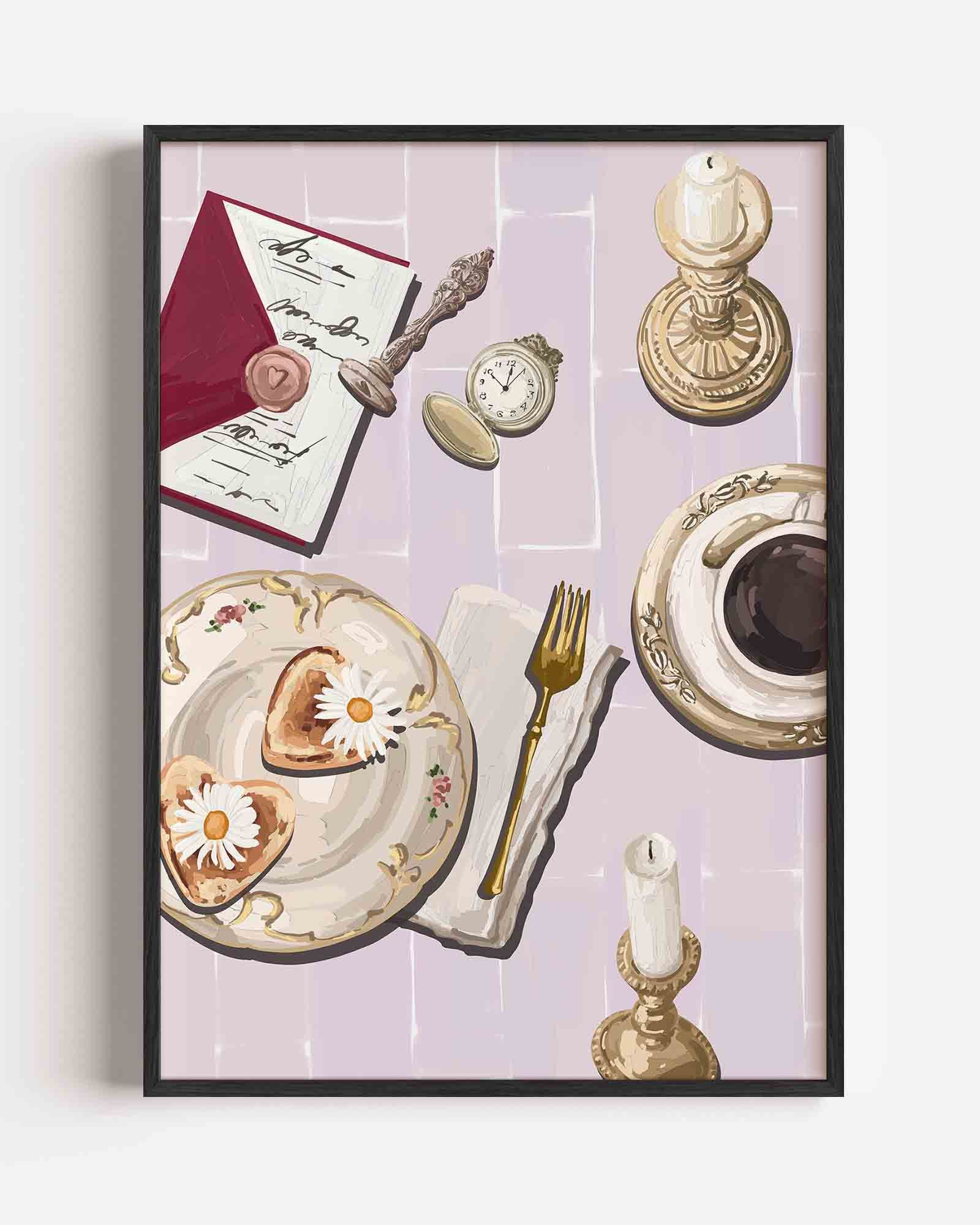 Ontbijt met bloemen Poster