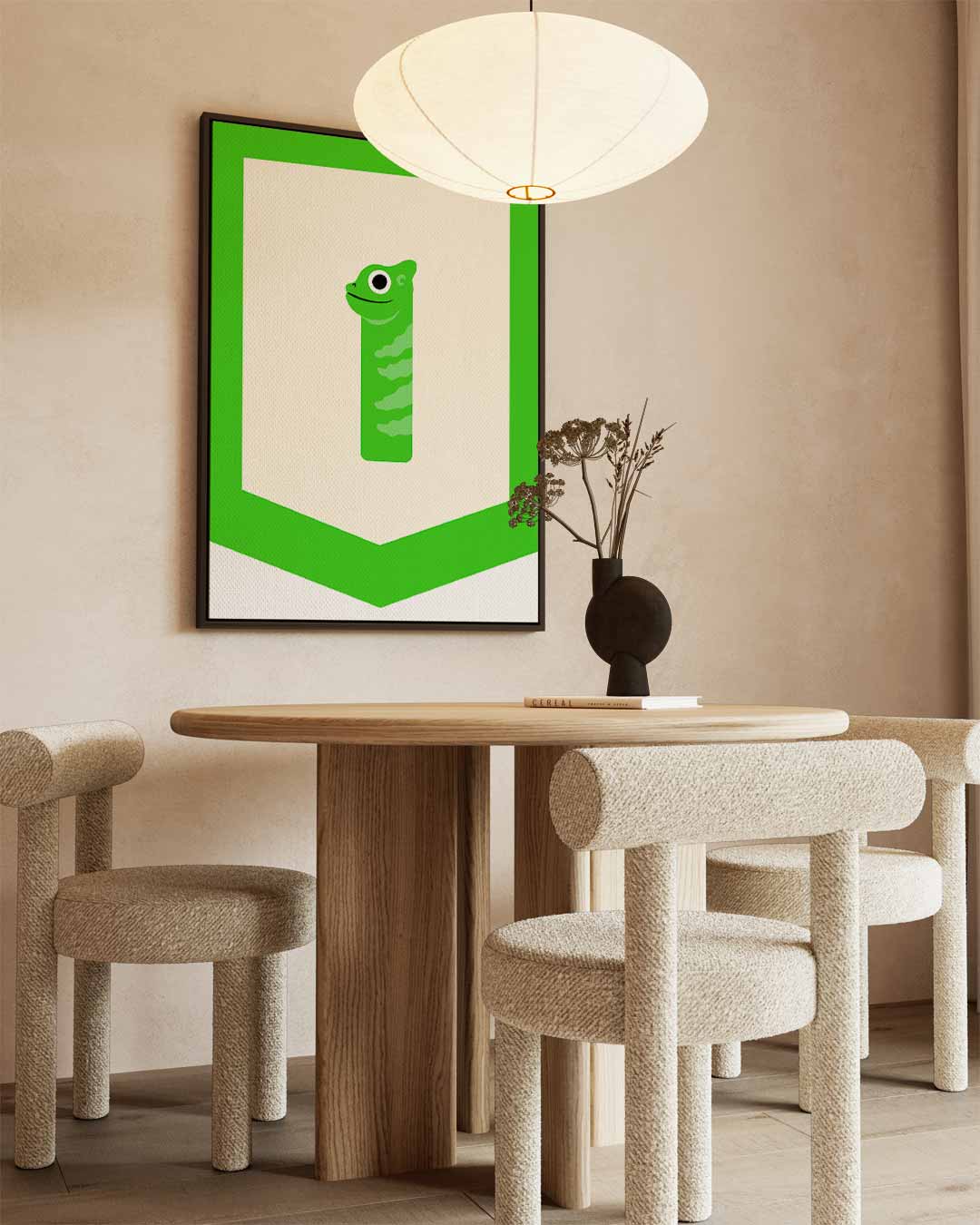 Vrolijke Gecko Illustratie Kunstwerk-canvas-dibond-plexiglas-wanddecoratie-WallArtistic