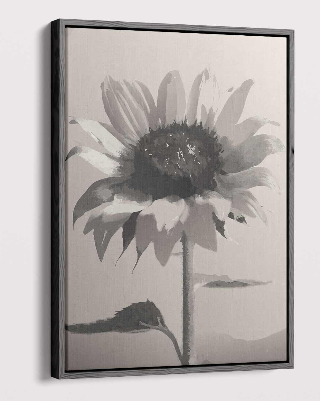 Zwart-witte Zonnebloem Kunstwerk-canvas-dibond-plexiglas-wanddecoratie-WallArtistic