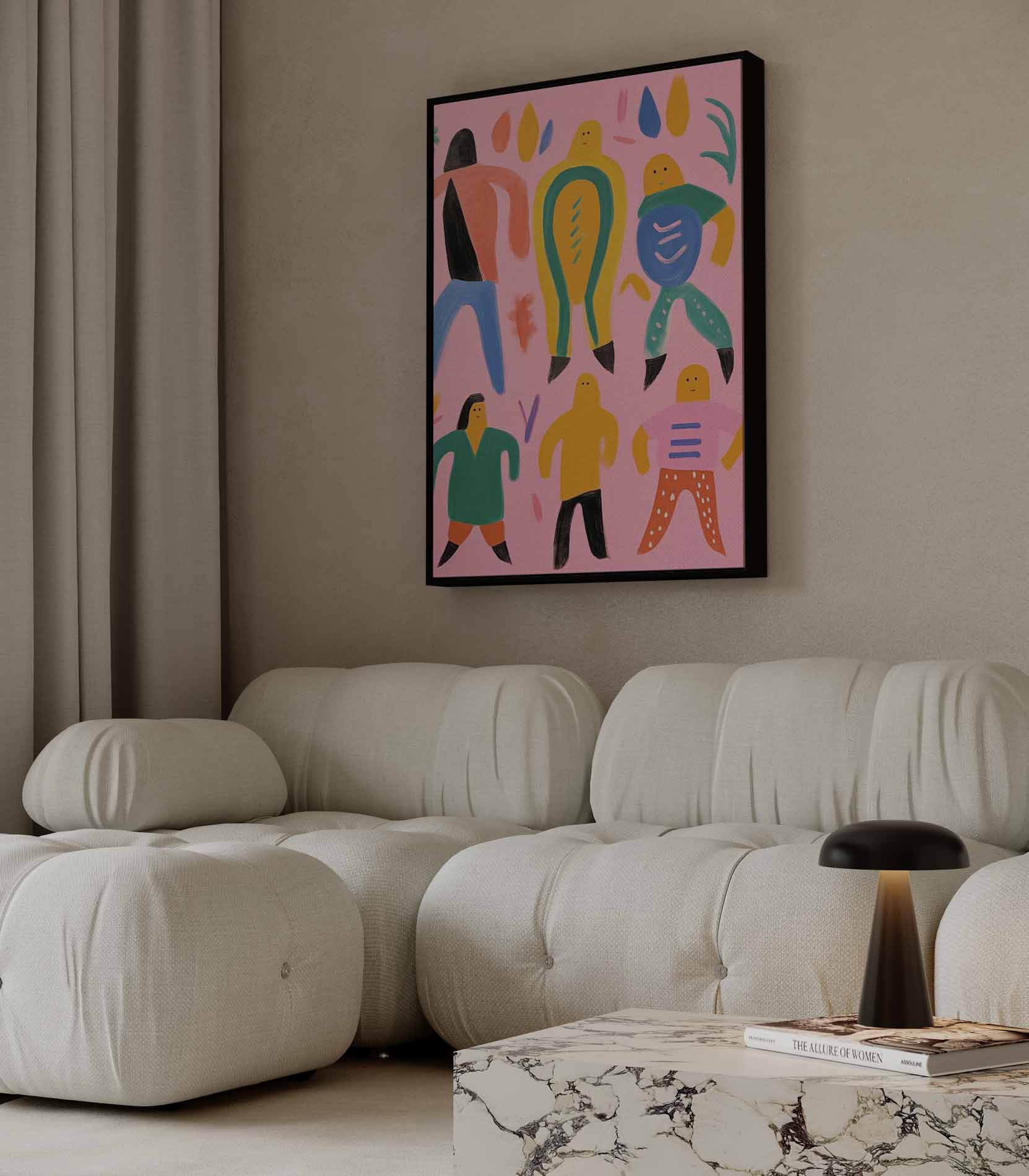 Kleurrijke Dans van Vormen Kunstwerk-canvas-dibond-plexiglas-wanddecoratie-WallArtistic