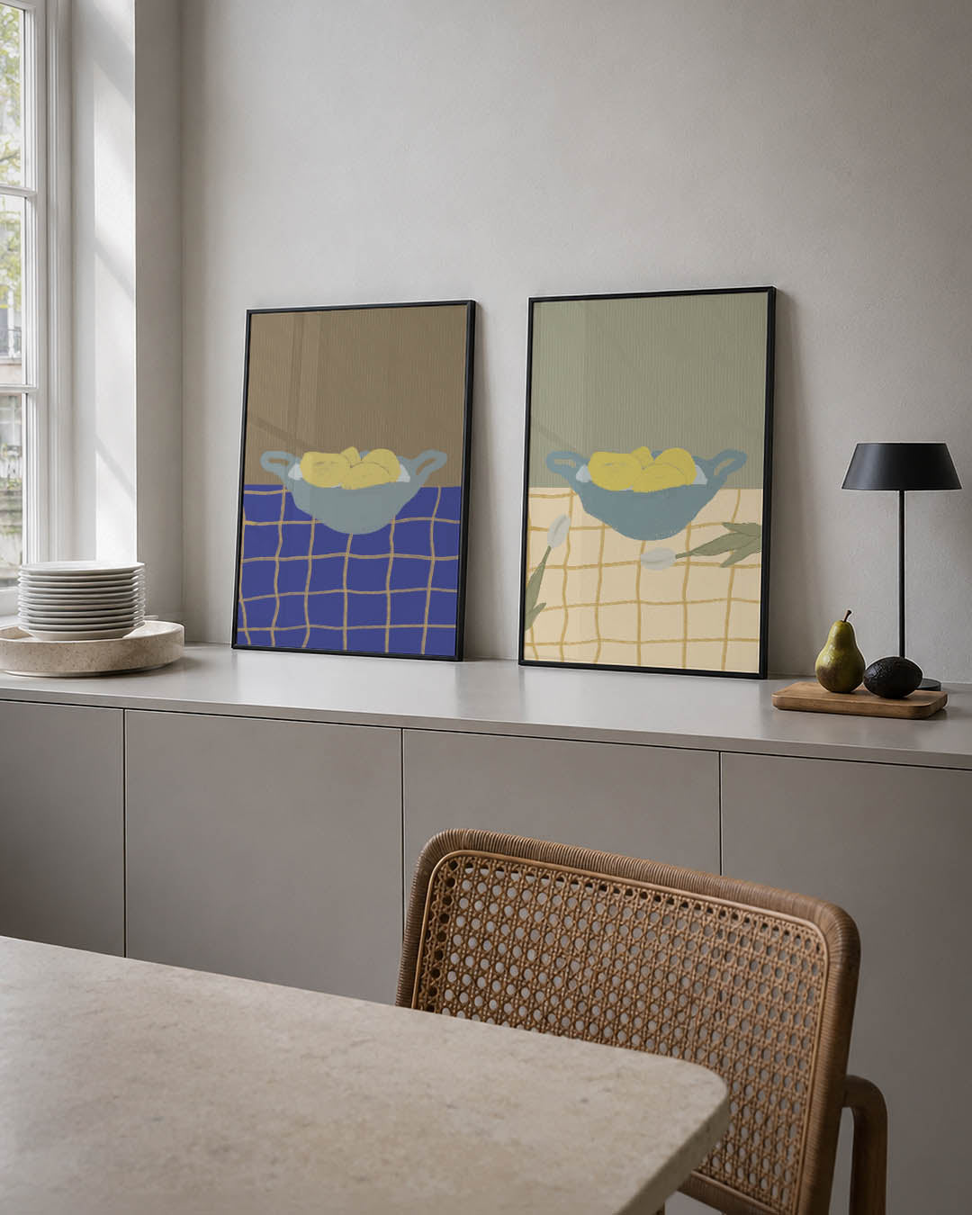 Fruit en lijnen Posterset