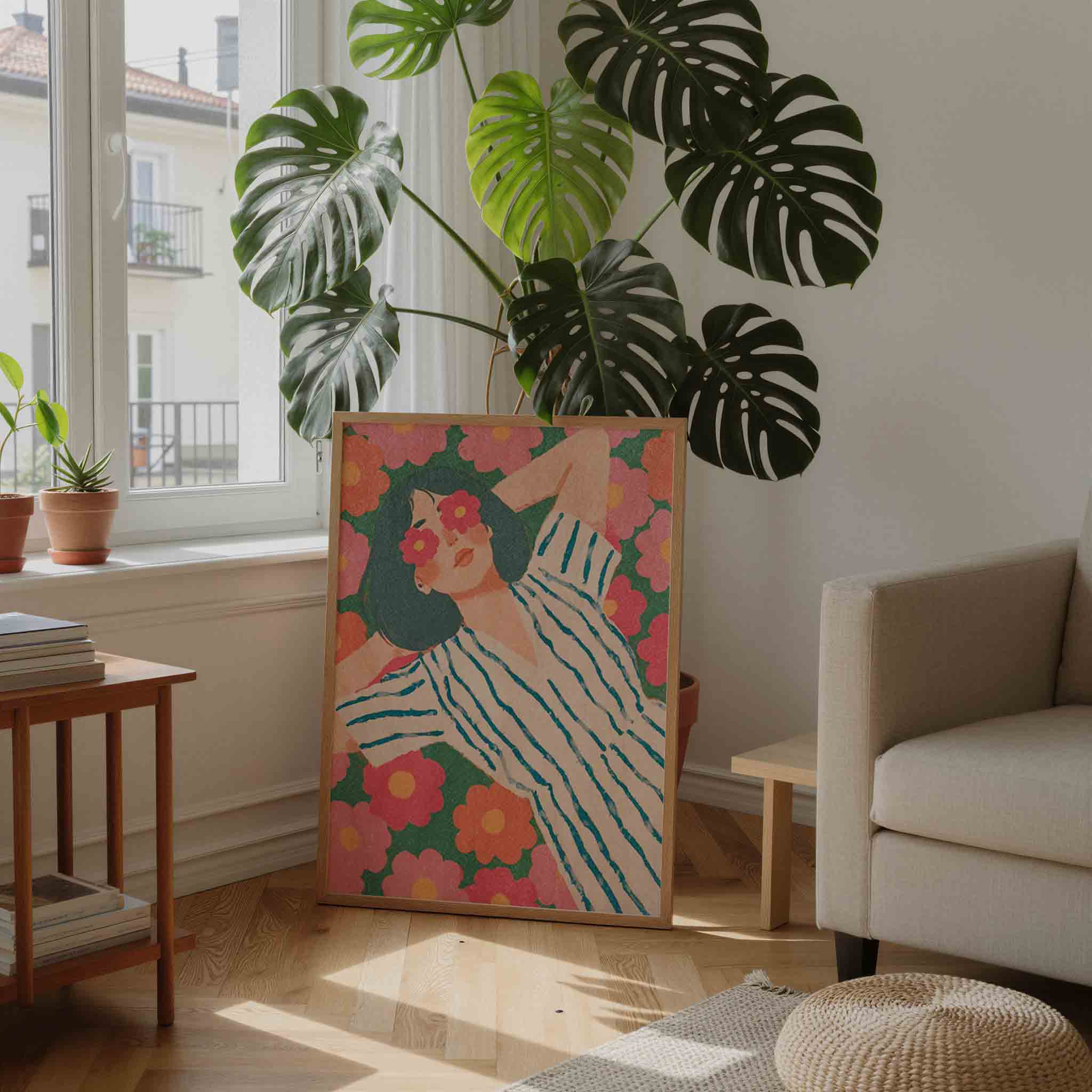 Vrouw met bloemen Poster