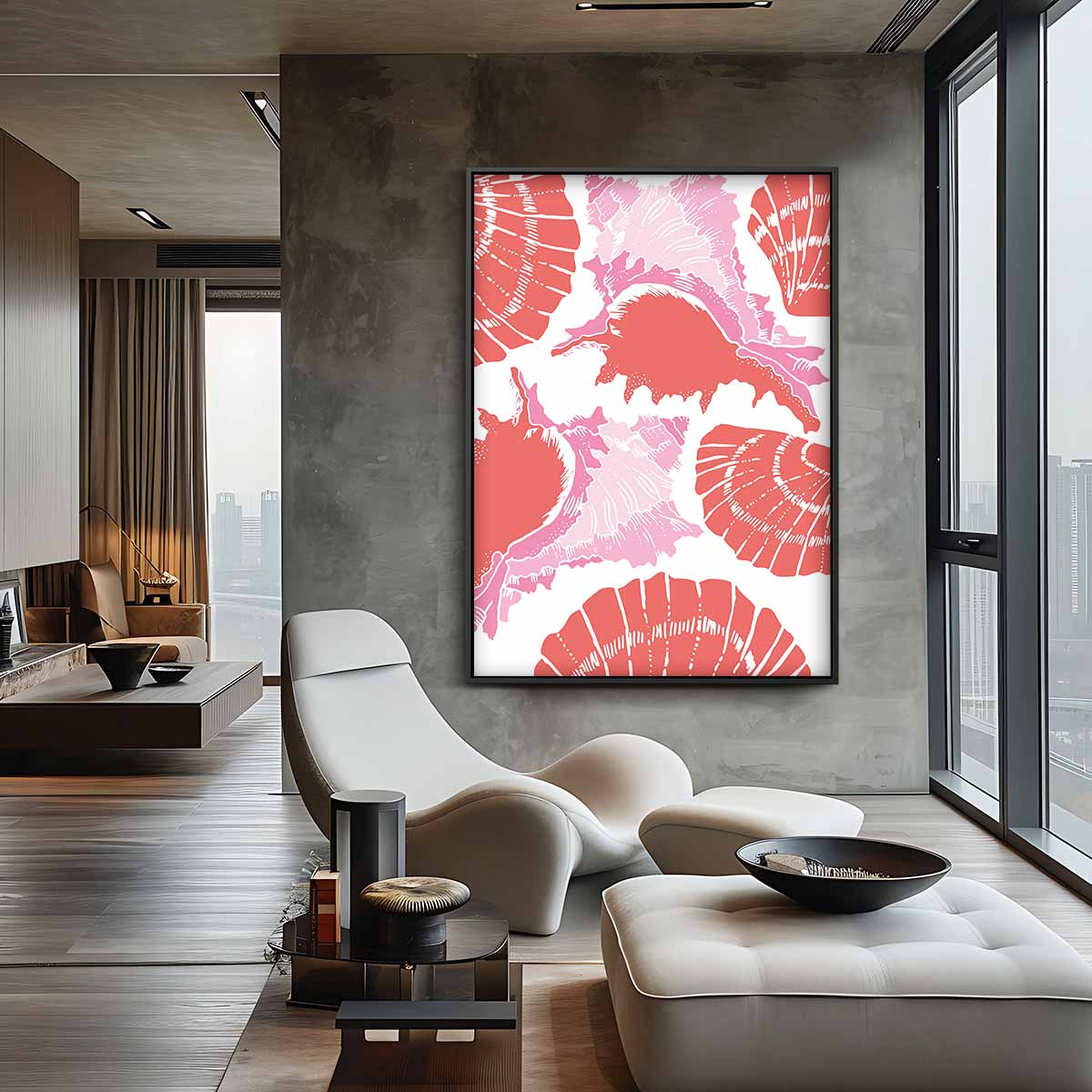 Zee Schelp Patroon Kunstwerk-canvas-dibond-plexiglas-wanddecoratie-WallArtistic