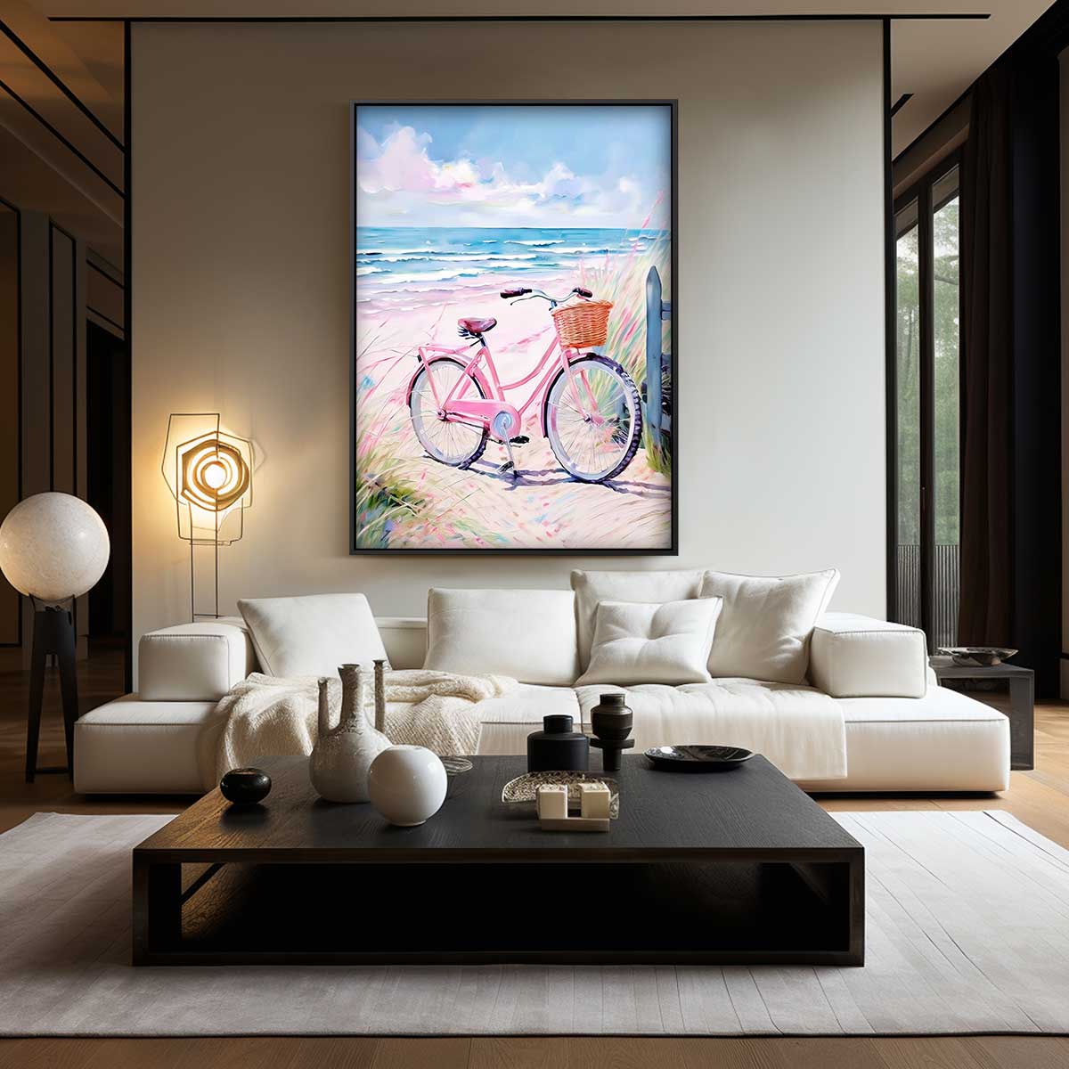 Nostalgische Strandfiets Kunstwerk-canvas-dibond-plexiglas-wanddecoratie-WallArtistic