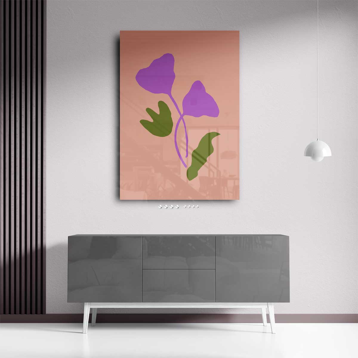 Vrolijke Paarse Bladeren Kunstwerk-canvas-dibond-plexiglas-wanddecoratie-WallArtistic