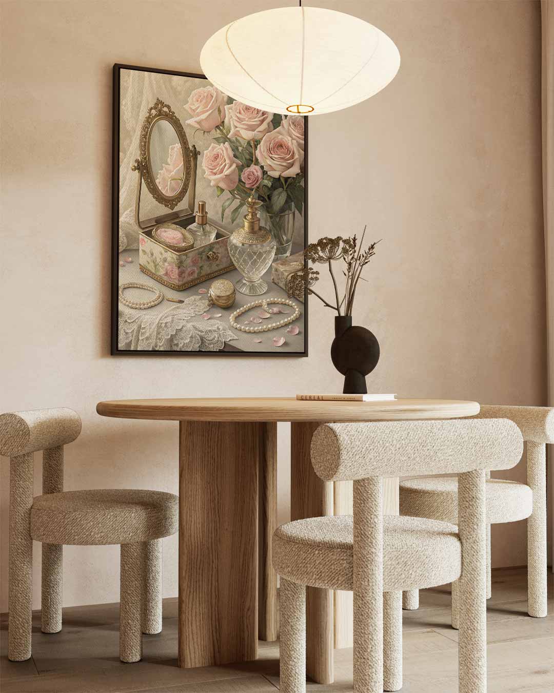 Rozen en Parelglans Kunstwerk-canvas-dibond-plexiglas-wanddecoratie-WallArtistic