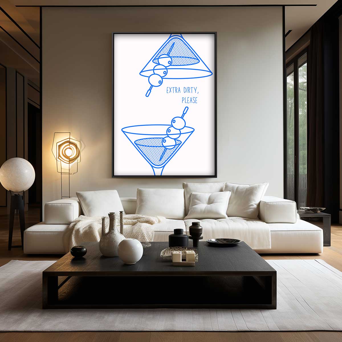 Martini Illustratie Extra Dirty Kunstwerk-canvas-dibond-plexiglas-wanddecoratie-WallArtistic