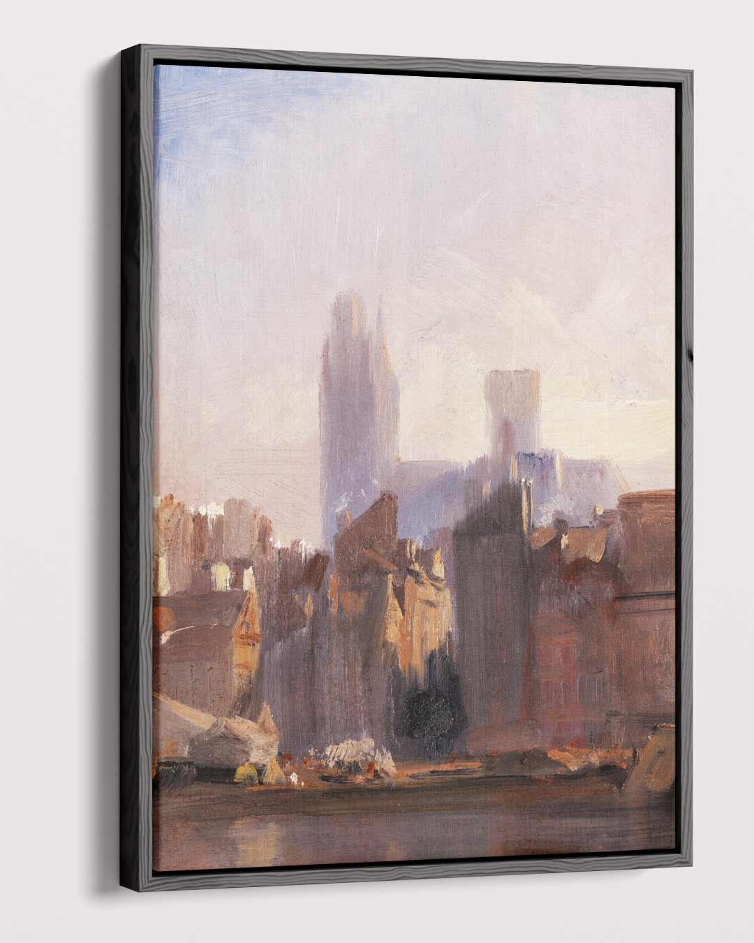 Stad in Ochtendlicht Kunstwerk-canvas-dibond-plexiglas-wanddecoratie-WallArtistic