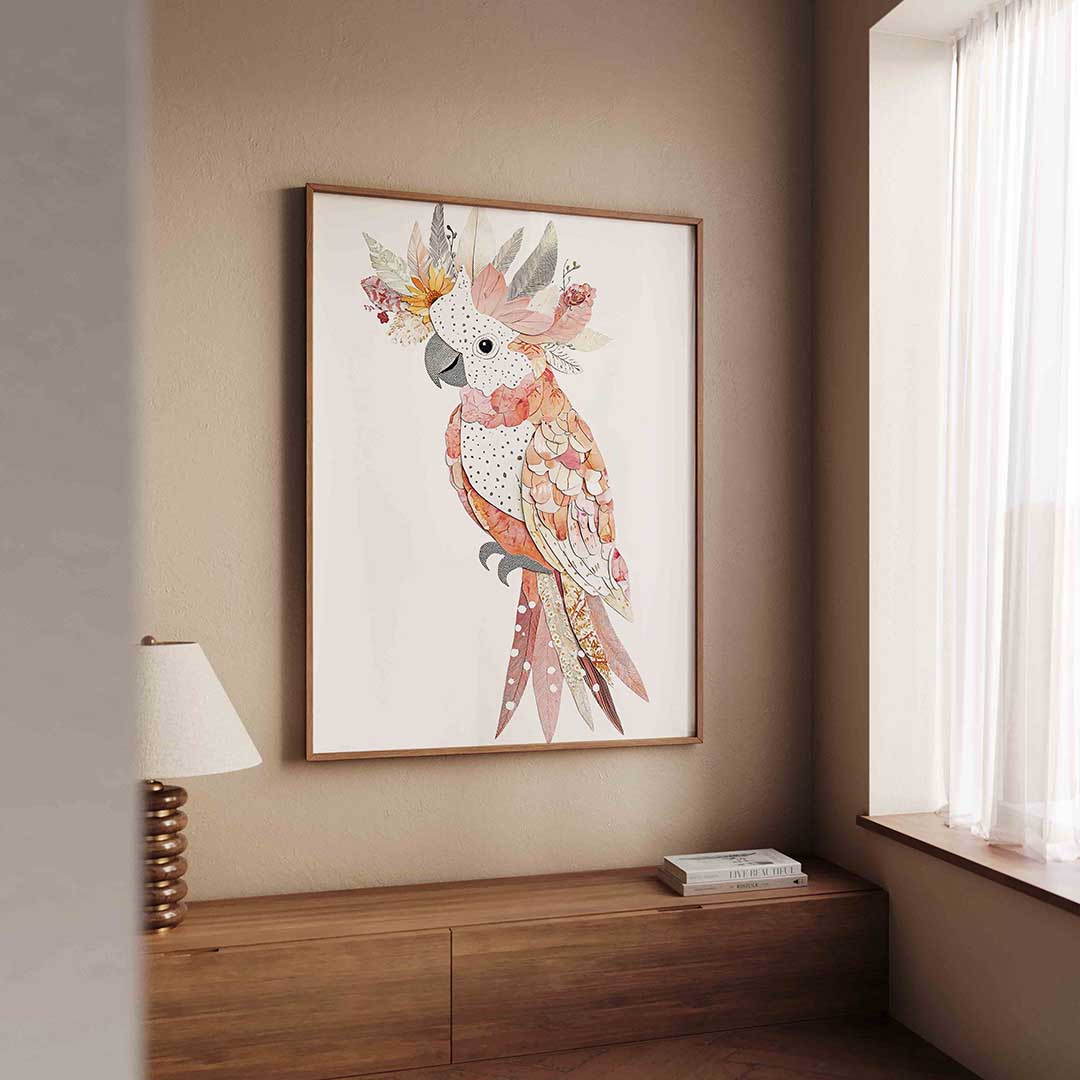 Papegaai met bloemen Poster