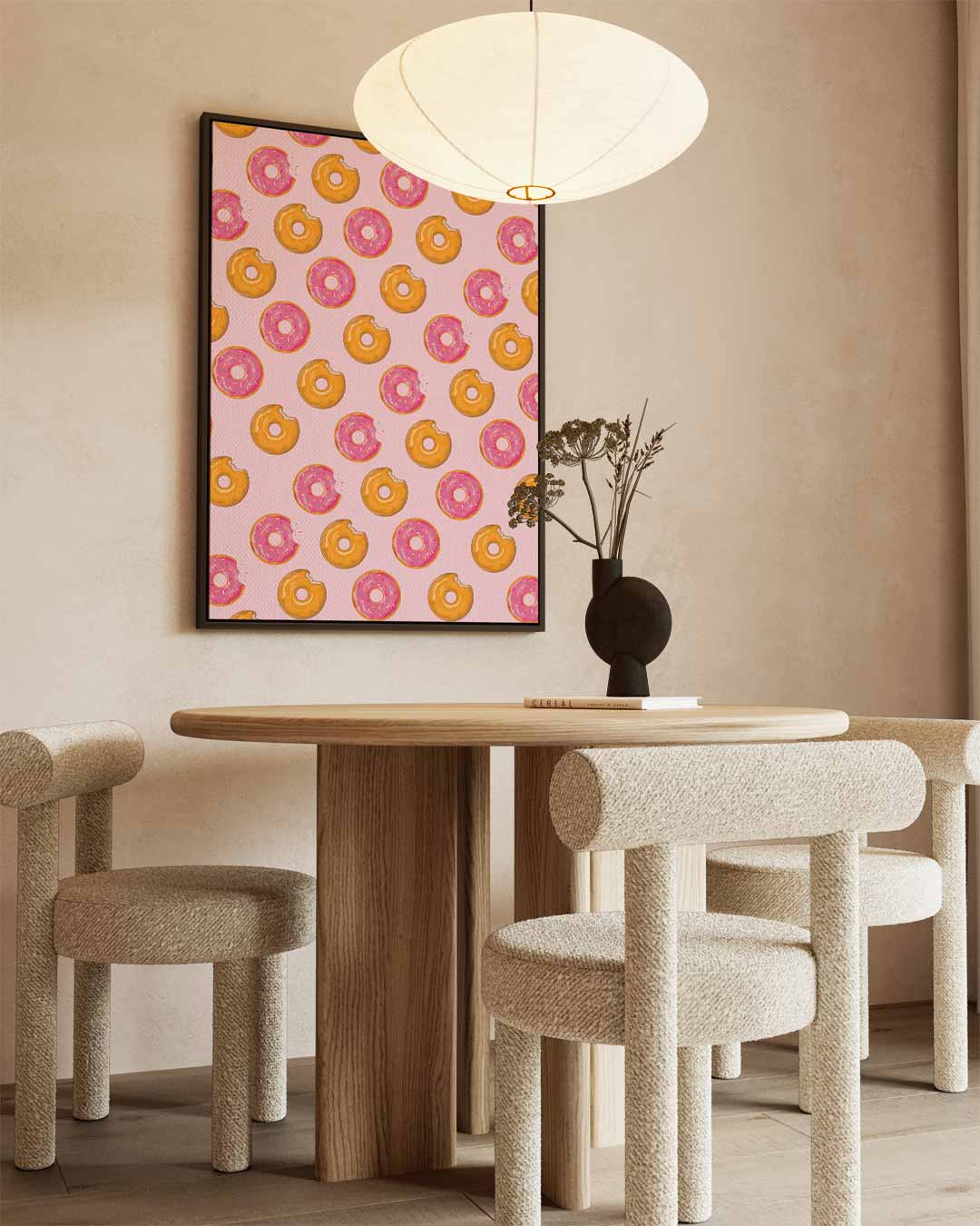 Vrolijke Donut Herhaling Kunstwerk-canvas-dibond-plexiglas-wanddecoratie-WallArtistic