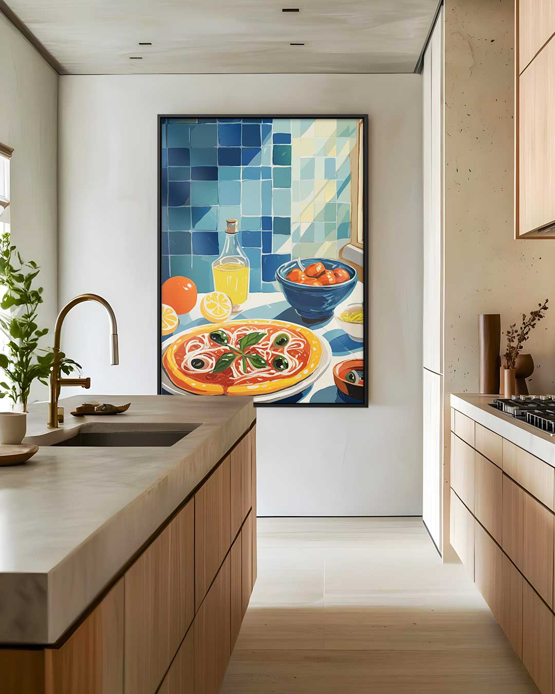 Mediterrane Ontbijt Scène Kunstwerk-canvas-dibond-plexiglas-wanddecoratie-WallArtistic