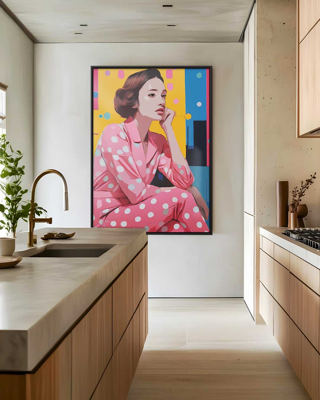 Vrolijke Reflectie in Roze Kunstwerk-canvas-dibond-plexiglas-wanddecoratie-WallArtistic