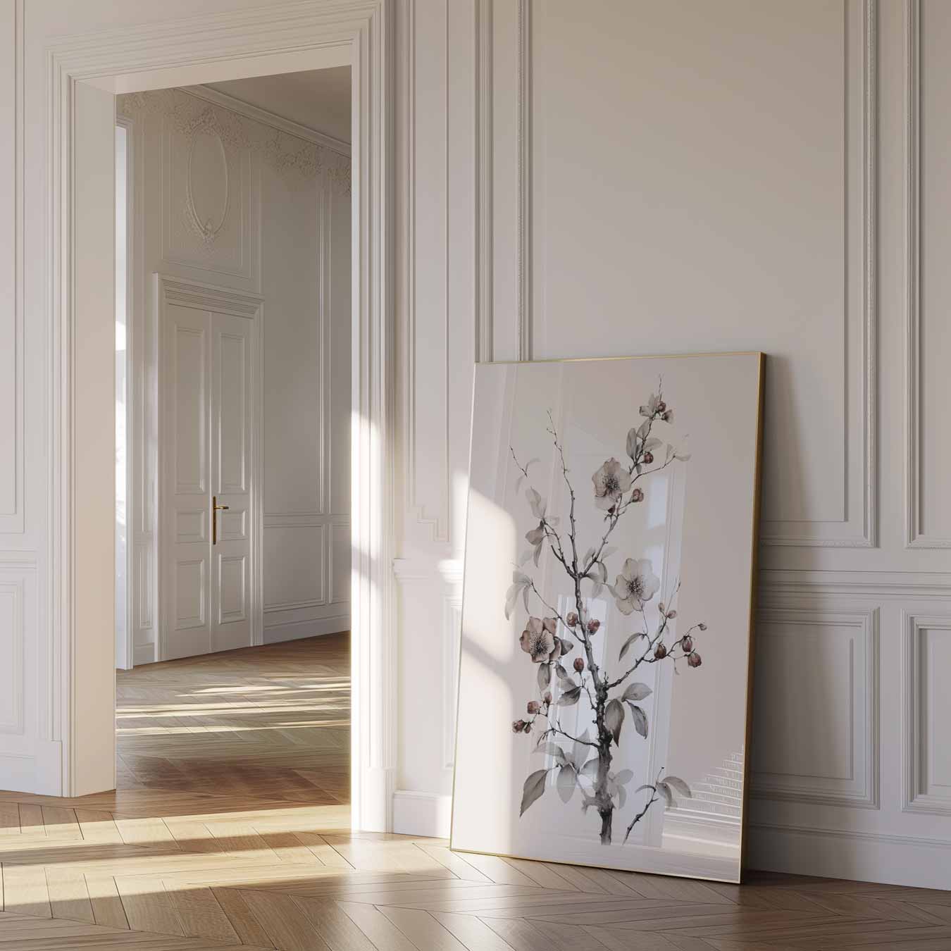 Elegante Bloemenkunst in Zachte Tinten Poster