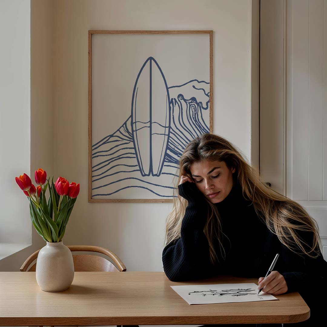 Surfboard Golven Poster-WallArtistic