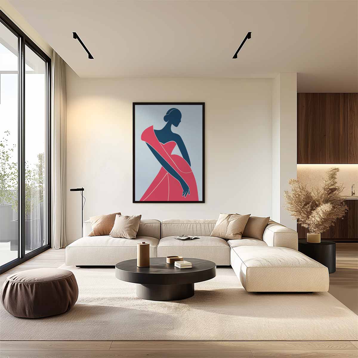 Elegante Dames Silhouet Kunstwerk-canvas-dibond-plexiglas-wanddecoratie-WallArtistic