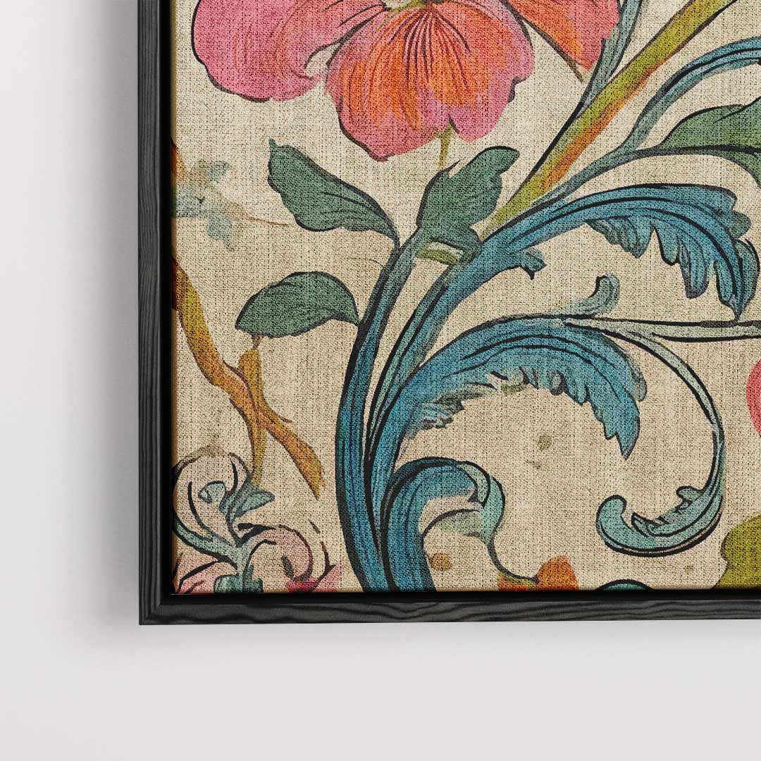 Bloemrijk Fantasiepatroon Kunstwerk-canvas-dibond-plexiglas-wanddecoratie-WallArtistic