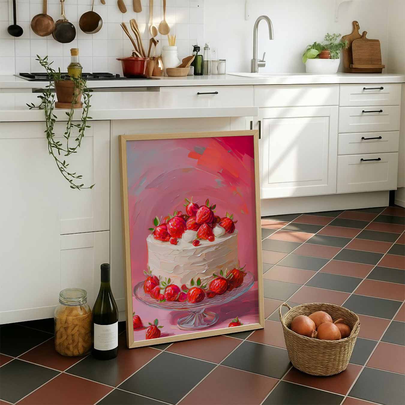 Zomerse Aardbeientaart Kunstposter