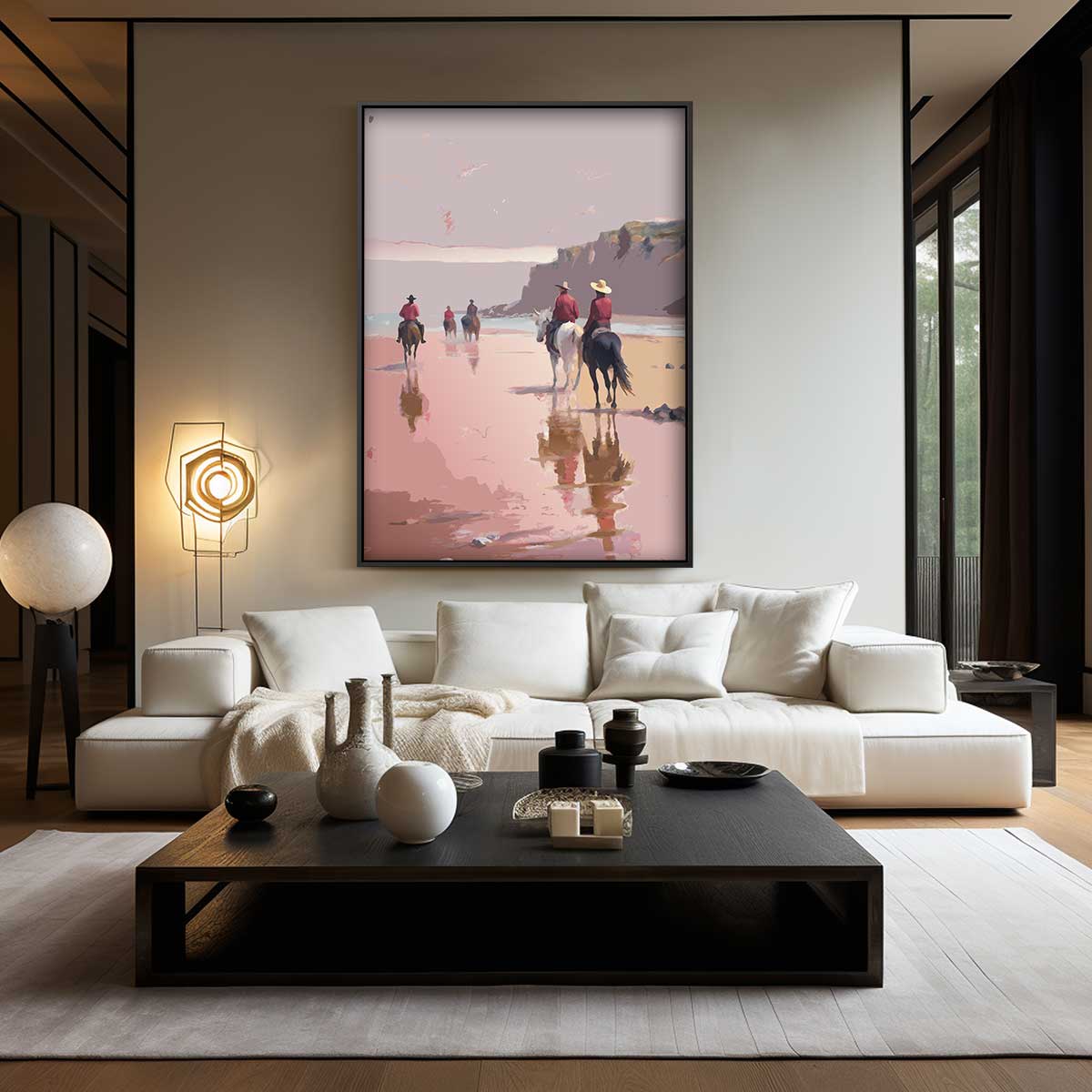 Strandrit bij Zonsondergang Kunstwerk-canvas-dibond-plexiglas-wanddecoratie-WallArtistic