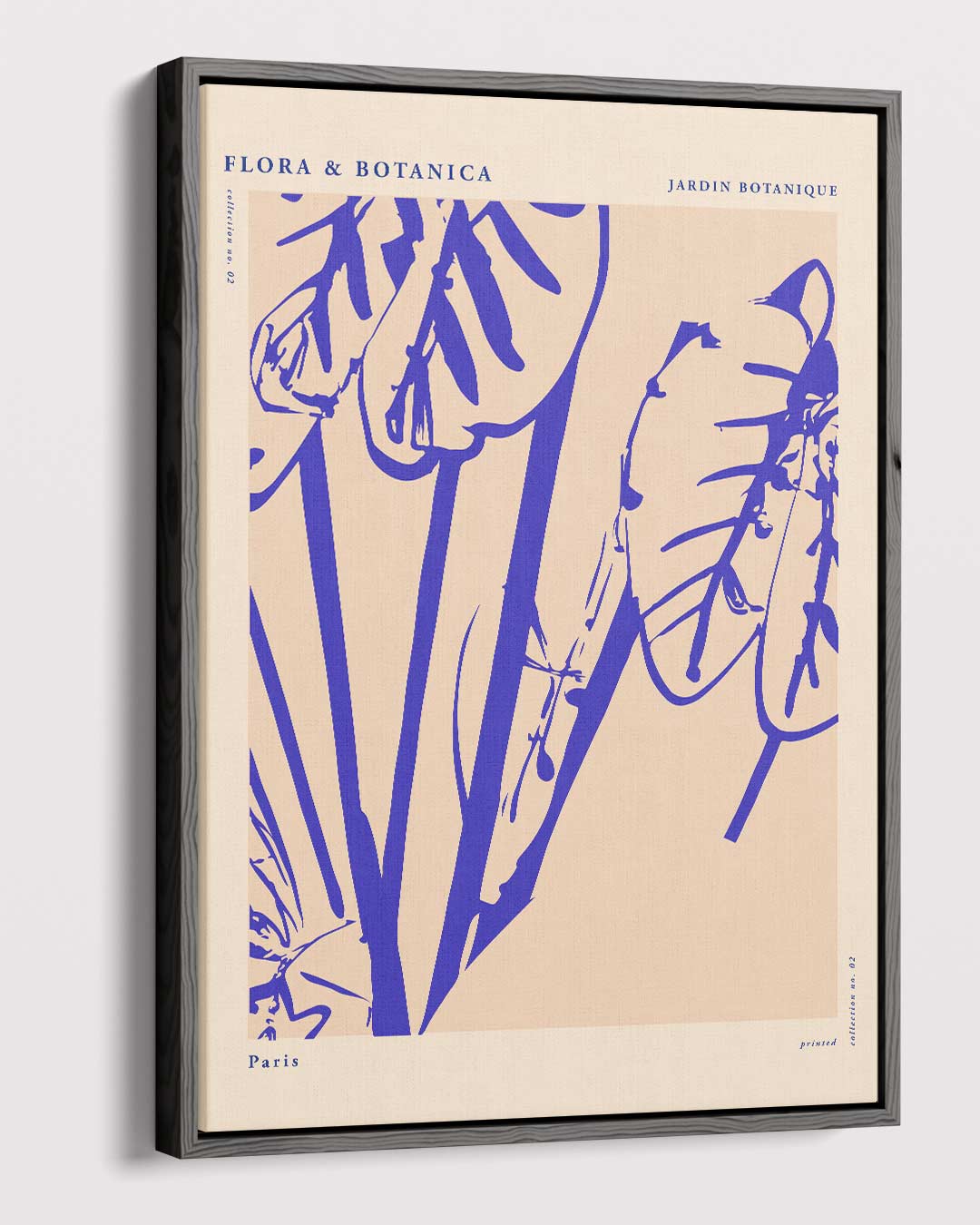 Botanische Bladprint in Blauw Kunstwerk-canvas-dibond-plexiglas-wanddecoratie-WallArtistic