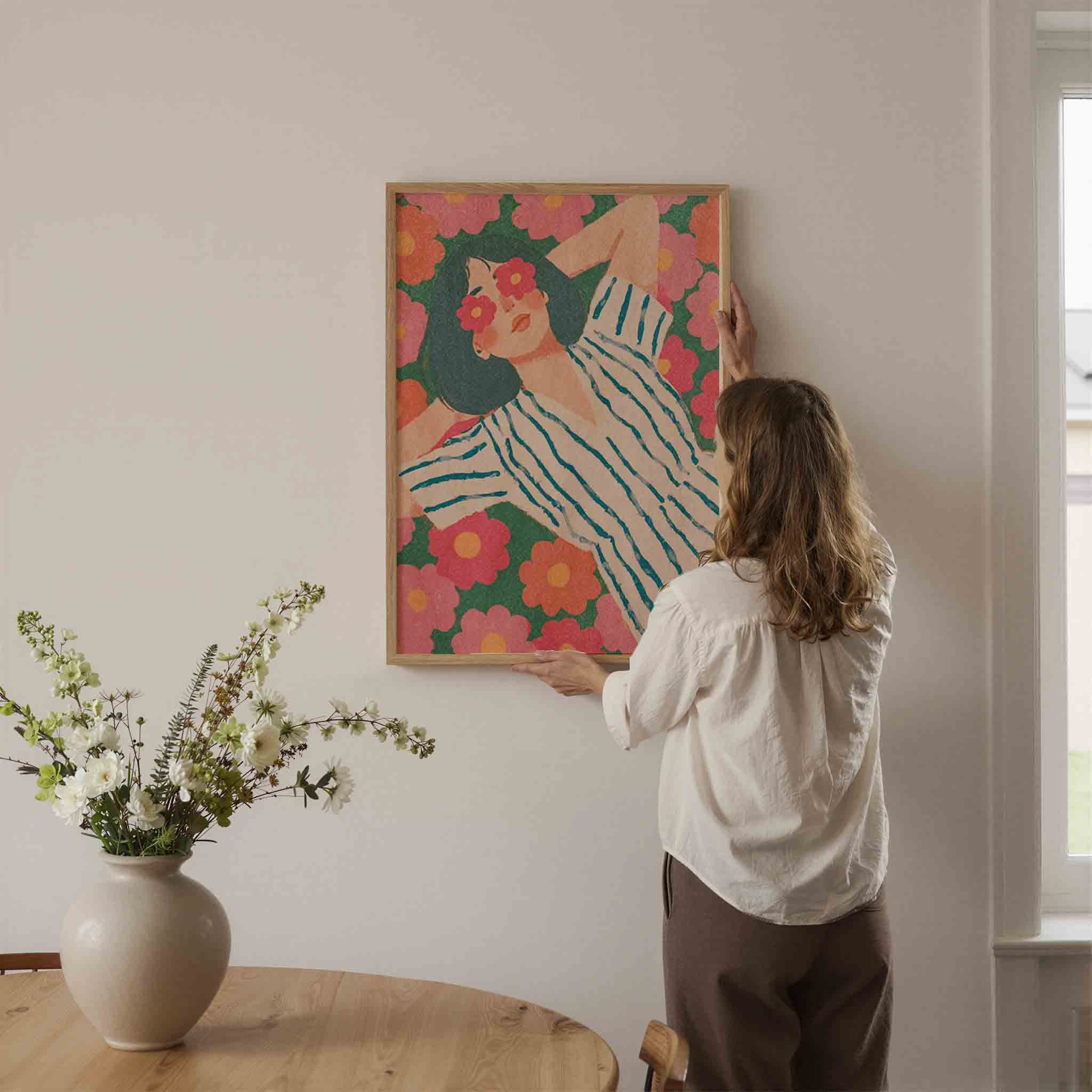Vrouw met bloemen Poster