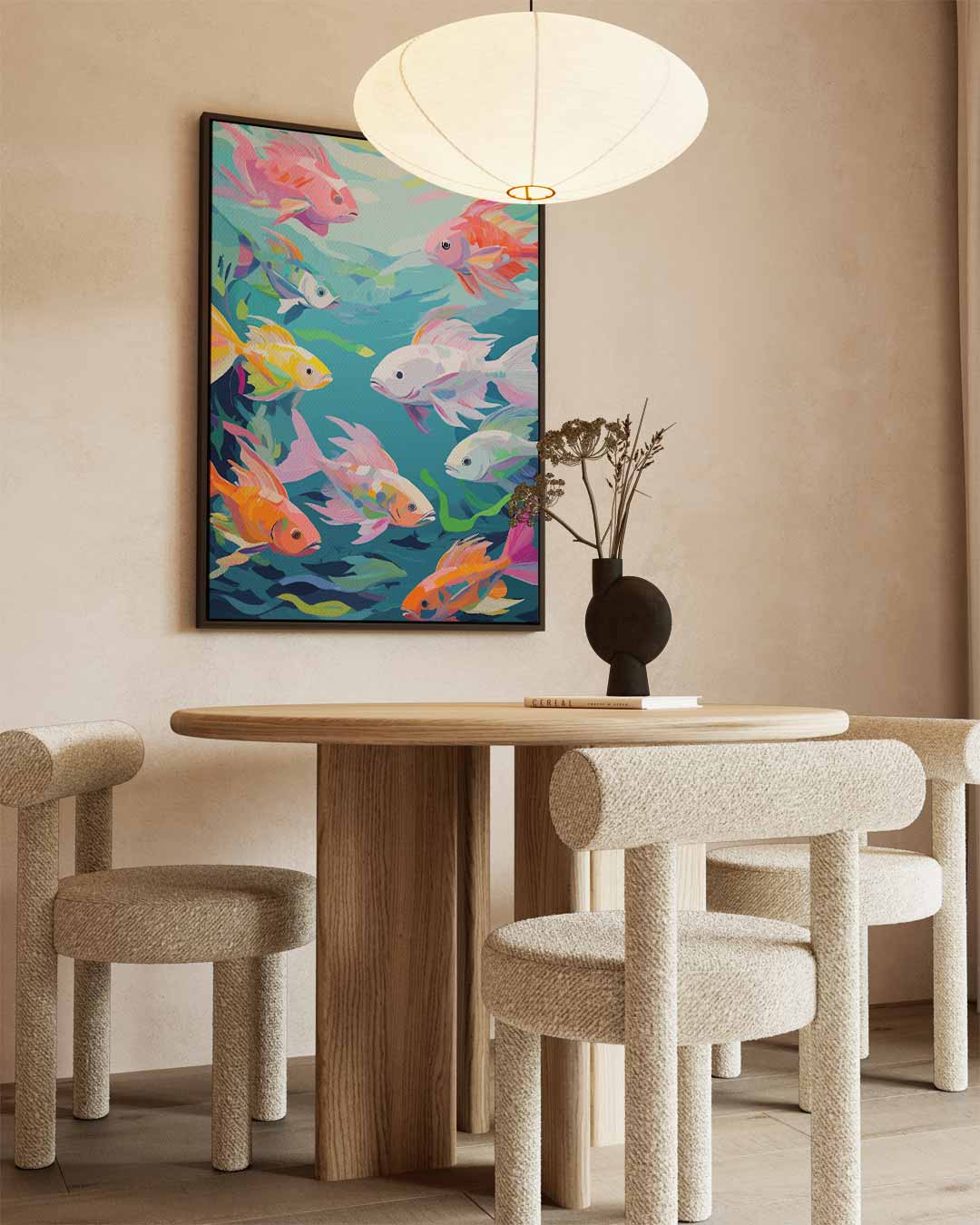 Kleurrijke School Vissen Kunstwerk-canvas-dibond-plexiglas-wanddecoratie-WallArtistic