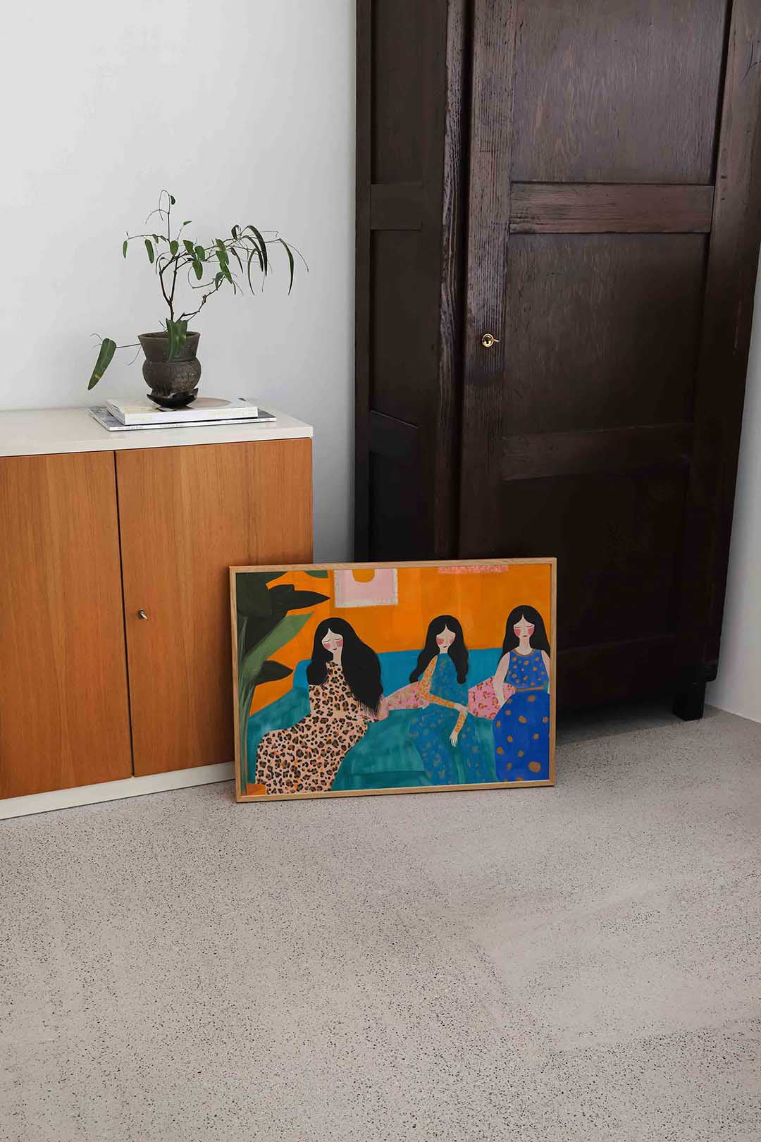 Drie vrouwen op bank Poster
