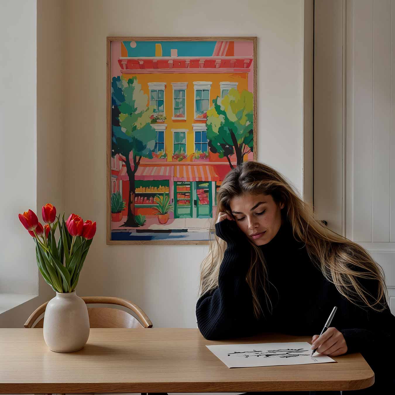 Zonnige Straatwinkel Poster-WallArtistic