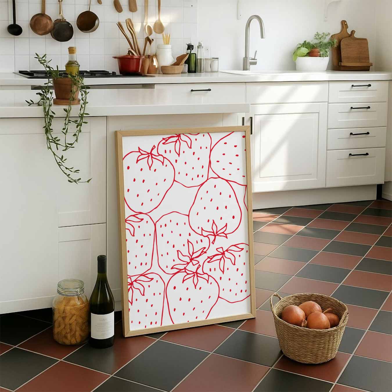 Frisse Aardbeientekening Poster-WallArtistic