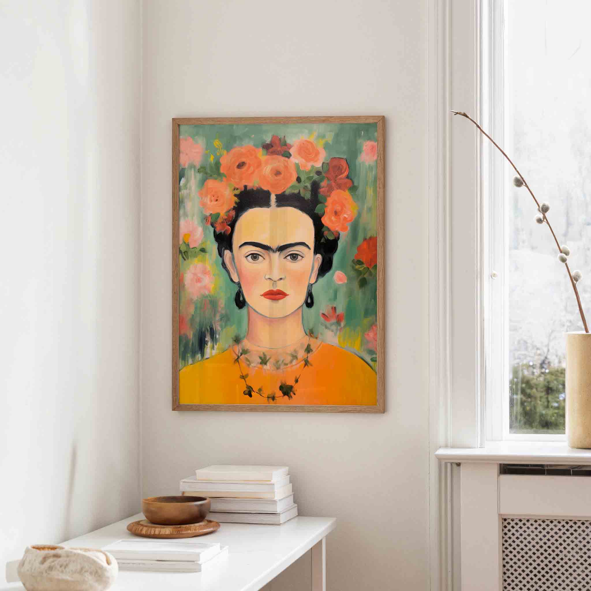 Portret met bloemen Poster