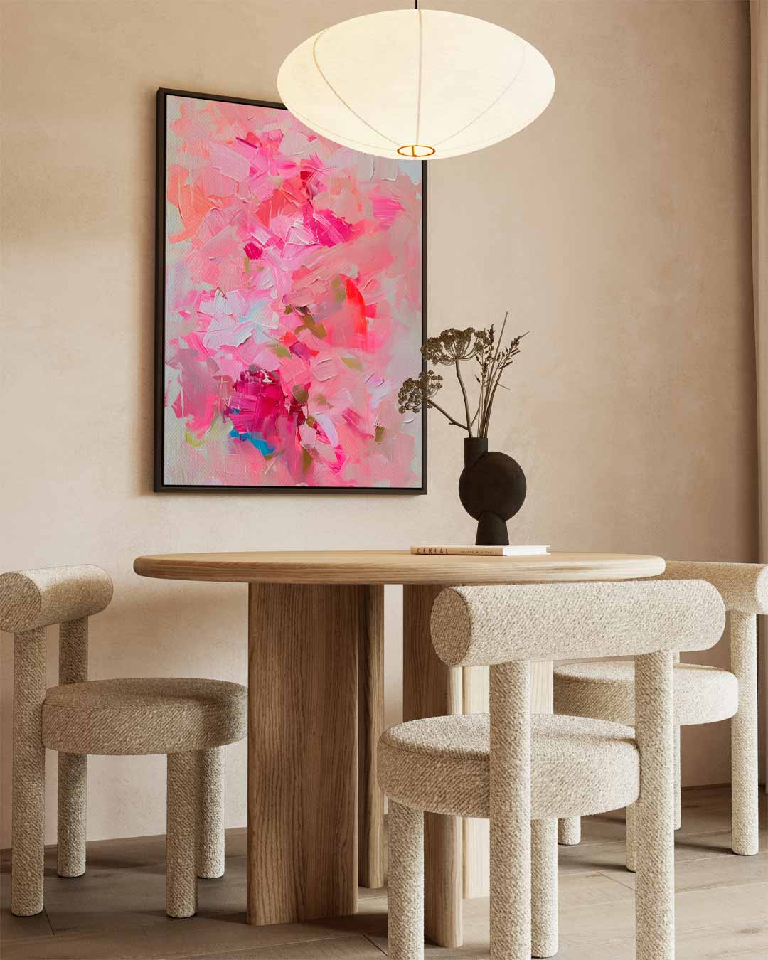 Roze Abstracte Compositie Kunstwerk-canvas-dibond-plexiglas-wanddecoratie-WallArtistic