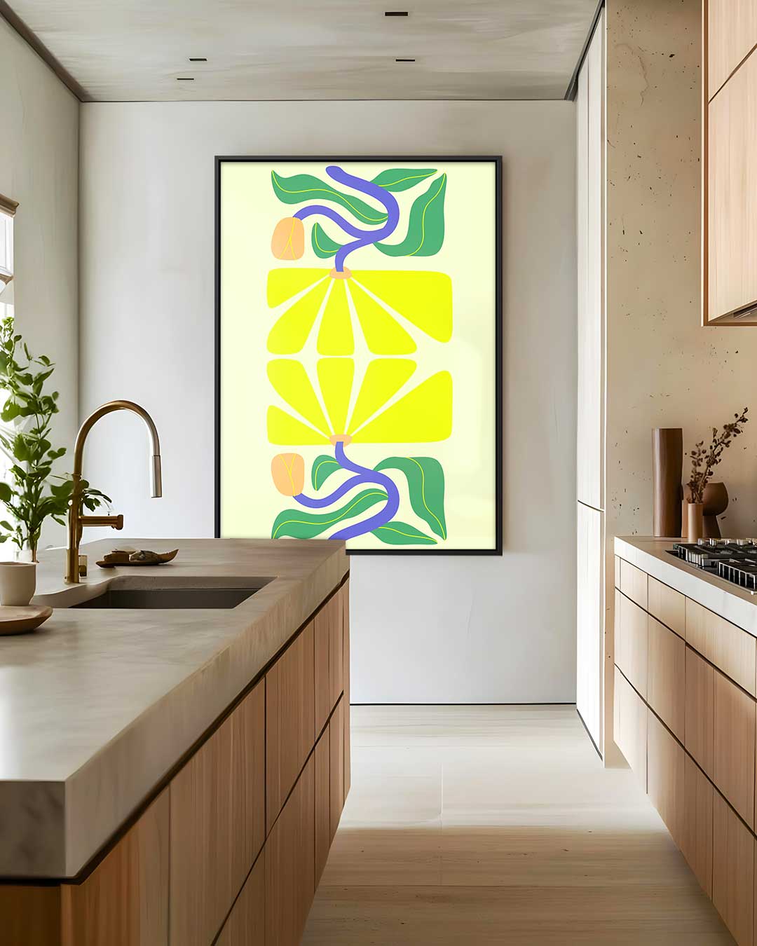 Zonnige Bloemfantasie Kunstwerk-canvas-dibond-plexiglas-wanddecoratie-WallArtistic