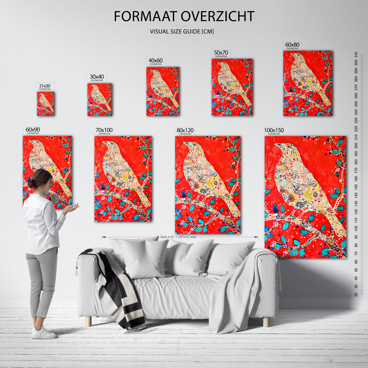 Vogel met bloemenpatroon Poster
