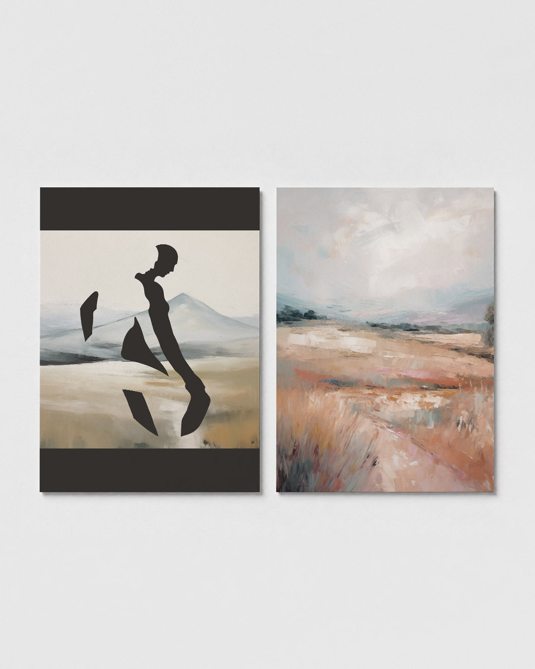 Silhouet en landschap Posterset