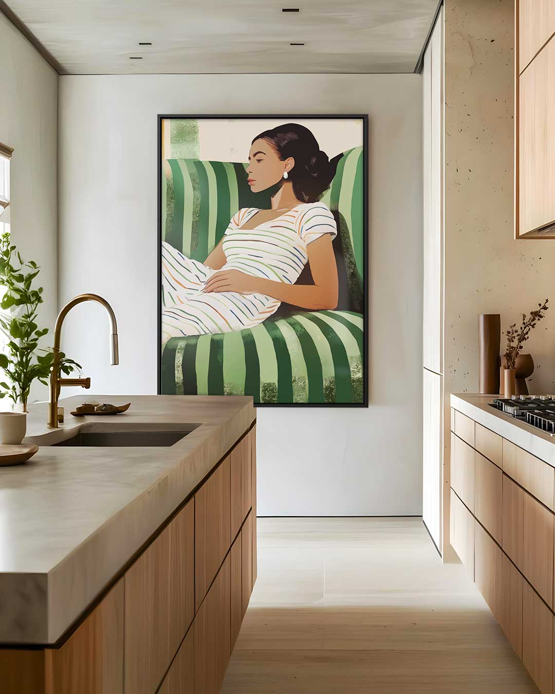 Relax op Groene Strepen Kunstwerk-canvas-dibond-plexiglas-wanddecoratie-WallArtistic