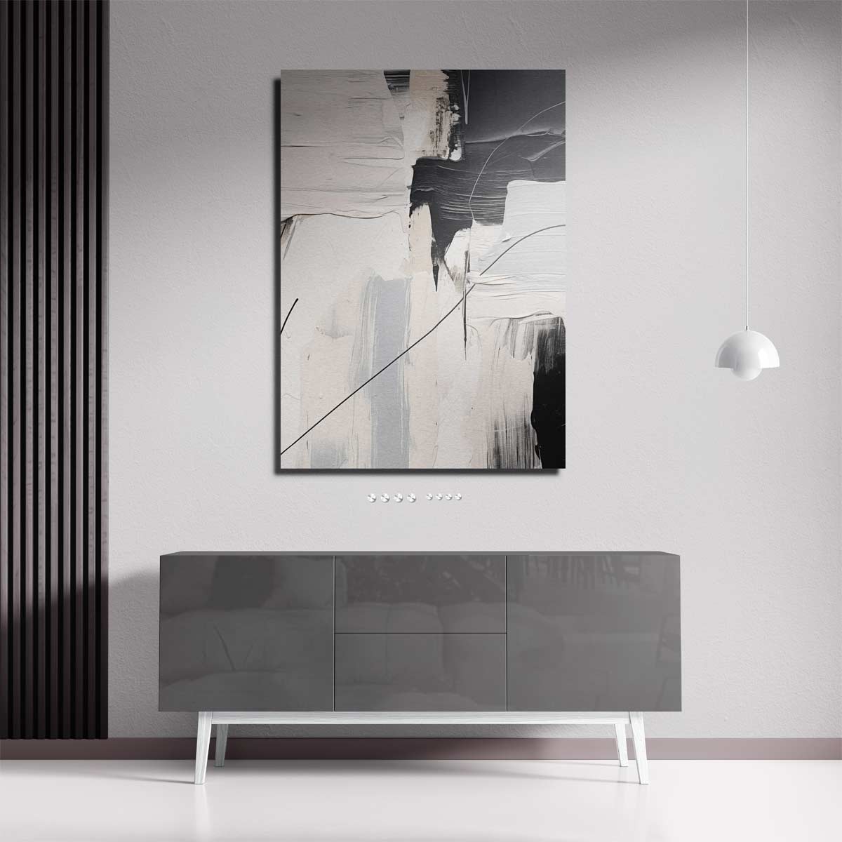 Abstracte Harmonie in Zwart en Wit Kunstwerk-canvas-dibond-plexiglas-wanddecoratie-WallArtistic