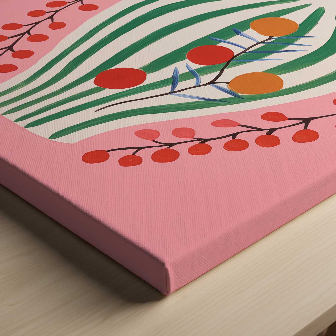 Vrolijke Vaas op Roze Achtergrond Kunstwerk-canvas-dibond-plexiglas-wanddecoratie-WallArtistic