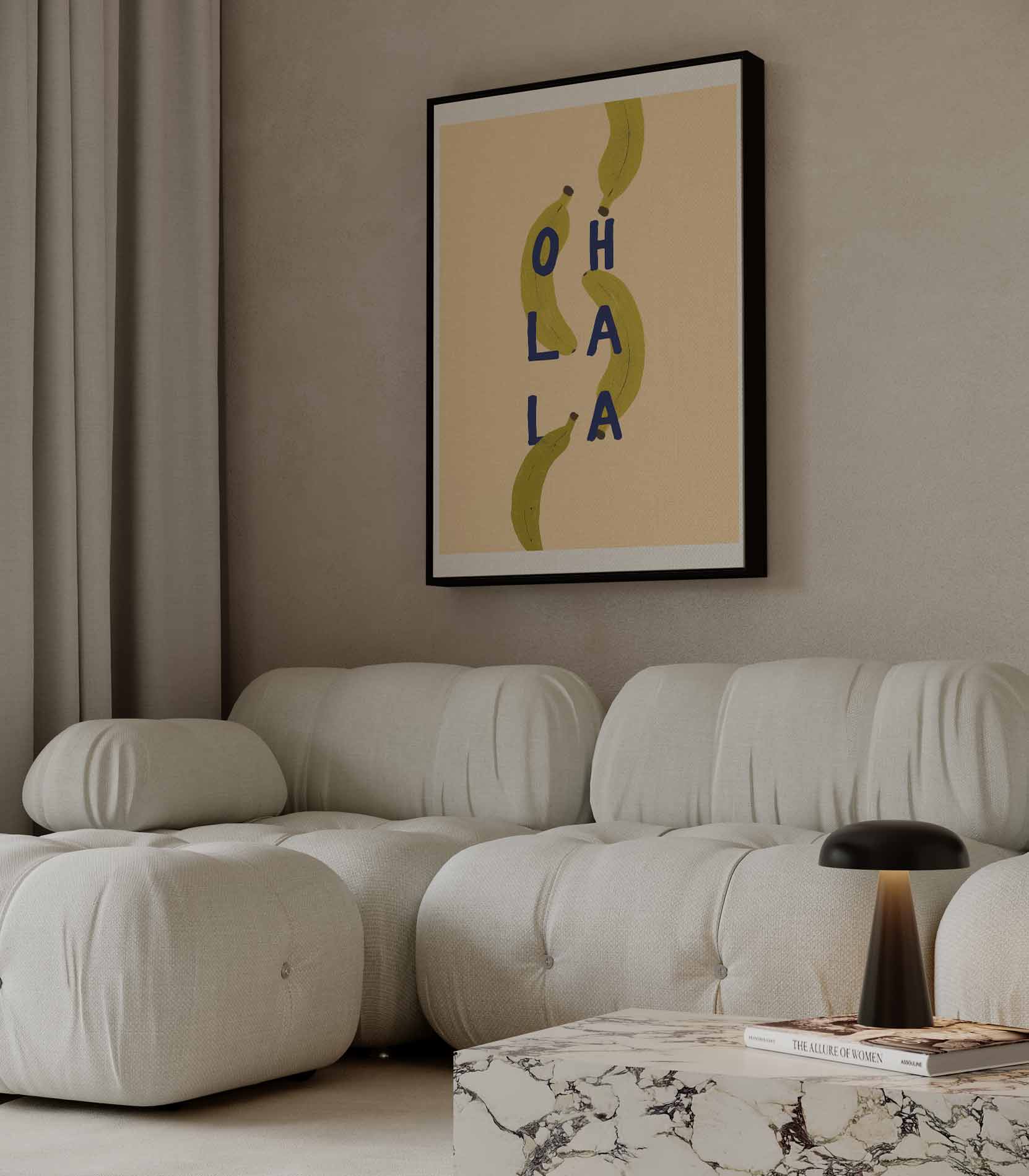 Ohlala Bananenprint Kunstwerk-canvas-dibond-plexiglas-wanddecoratie-WallArtistic