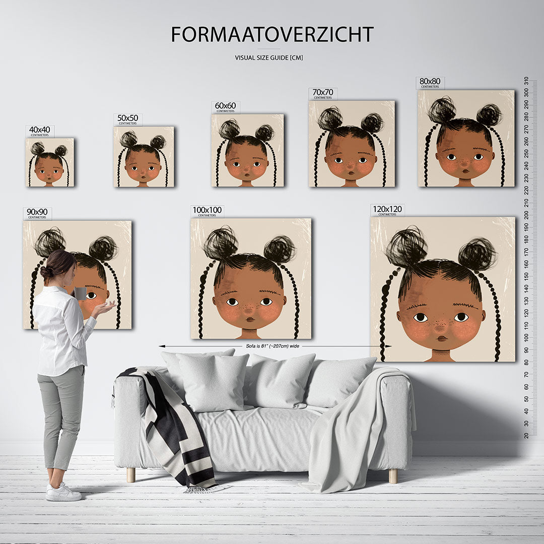 Kinderportret met vlechten Kunstwerk