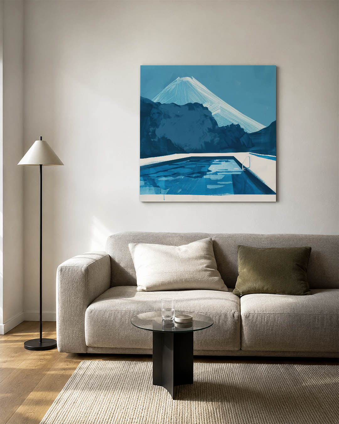 Blauwe berglandschap Kunstwerk