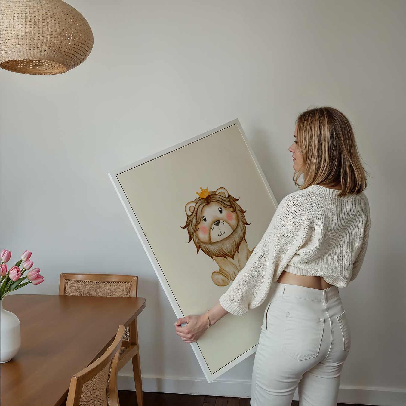 Schattige Leeuwenposter met Kroontje Poster-WallArtistic