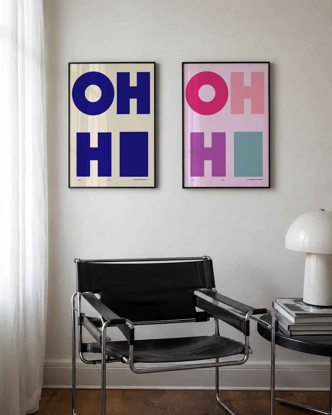 Blauwe lettervormen Posterset