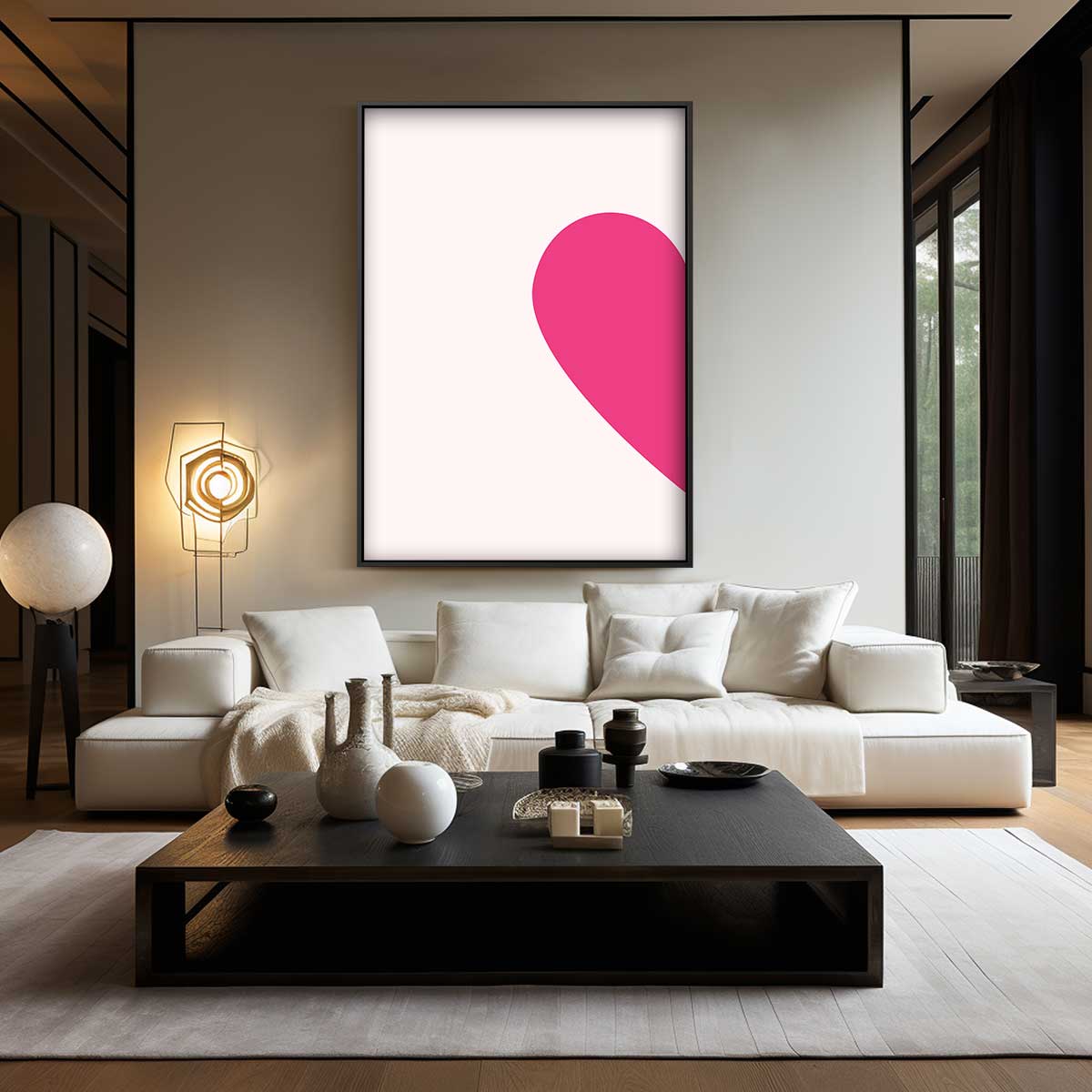 Roze Hart Abstract Kunstwerk-canvas-dibond-plexiglas-wanddecoratie-WallArtistic