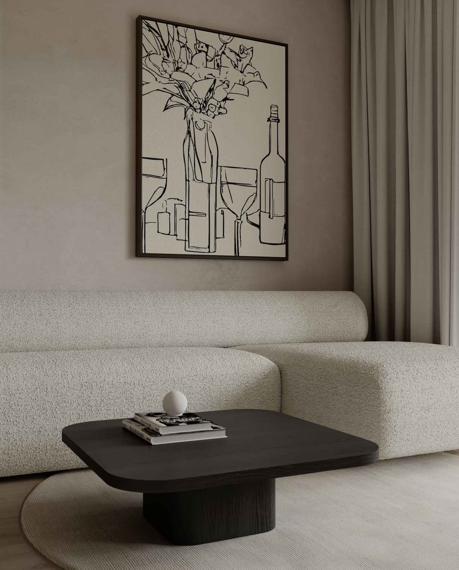 Moderne Omtrekschets Stilleven Kunstwerk-canvas-dibond-plexiglas-wanddecoratie-WallArtistic