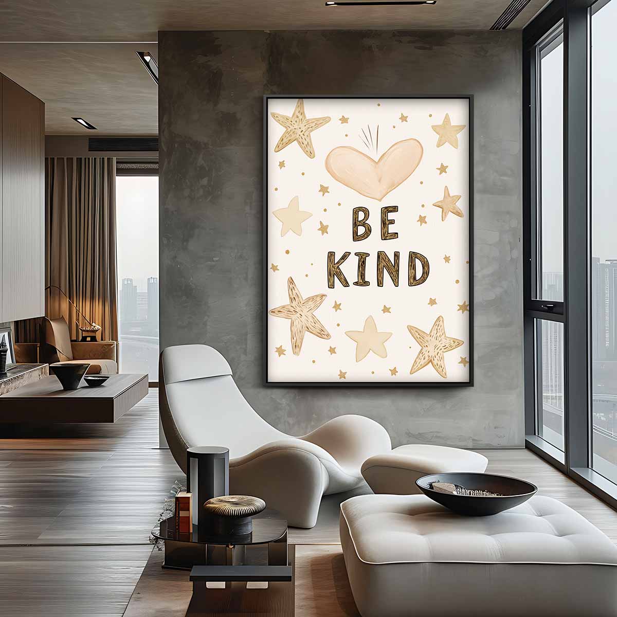 Zachte Sterren en Hart Kunstprint Kunstwerk-canvas-dibond-plexiglas-wanddecoratie-WallArtistic