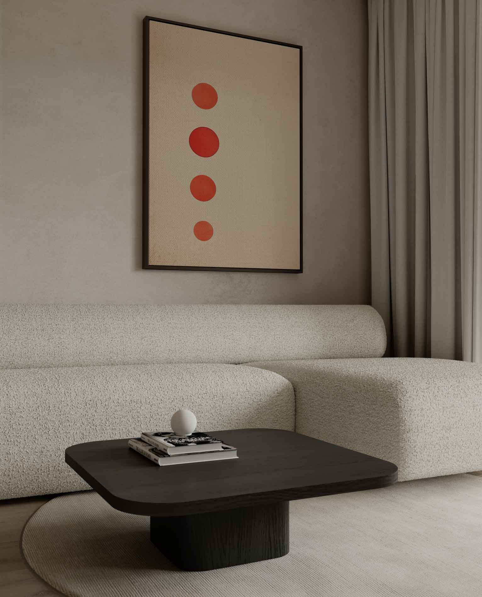 Minimalistisch Rood Cirkelkunstwerk-canvas-dibond-plexiglas-wanddecoratie-WallArtistic