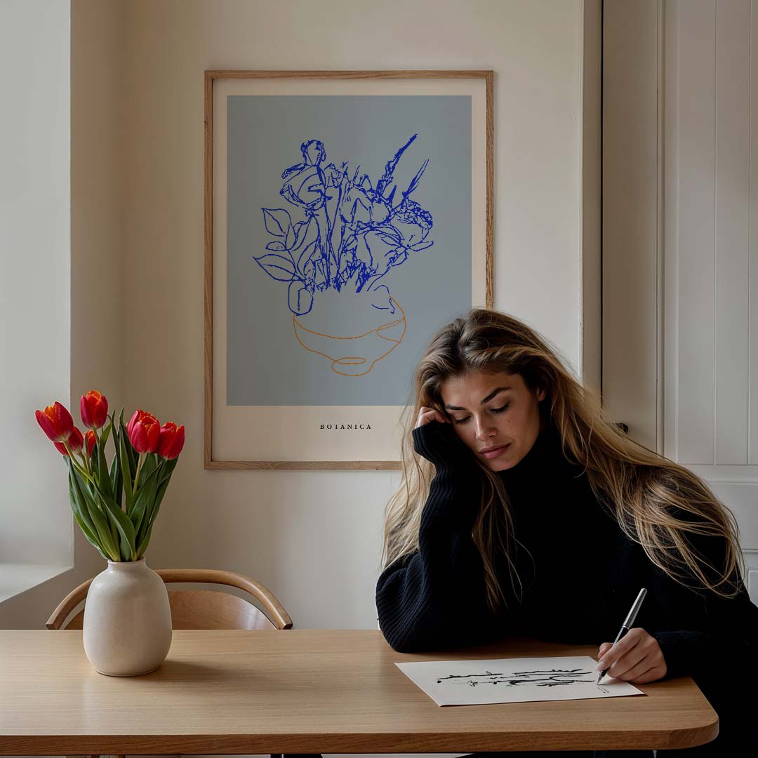 Moderne Botanische Lijntekening Poster-WallArtistic