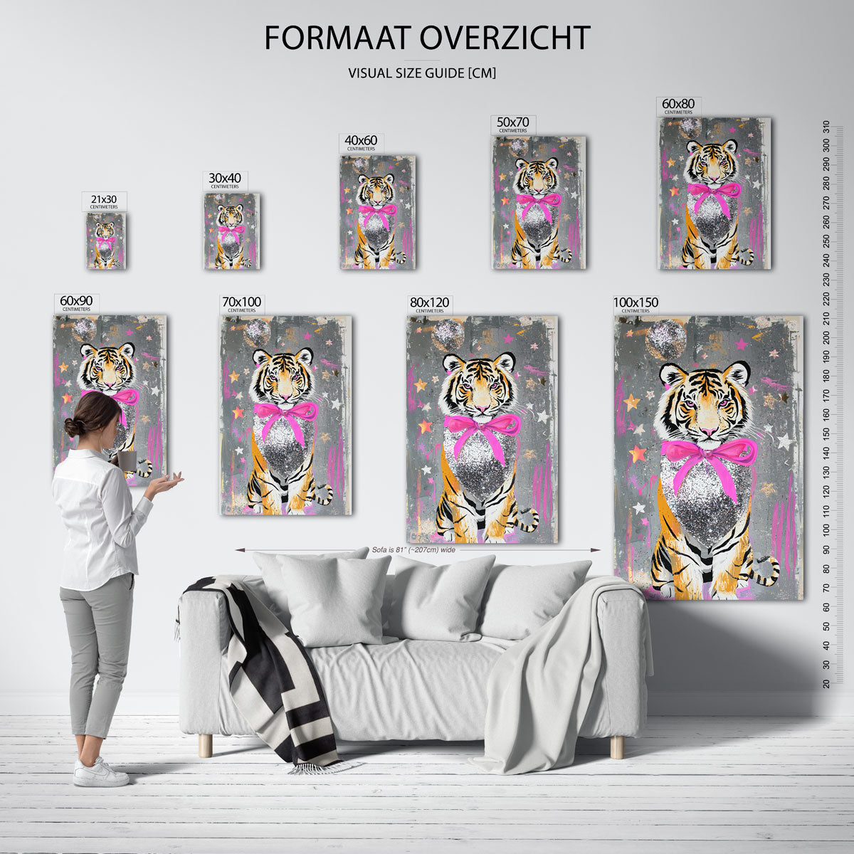 Tijger met roze strik Poster