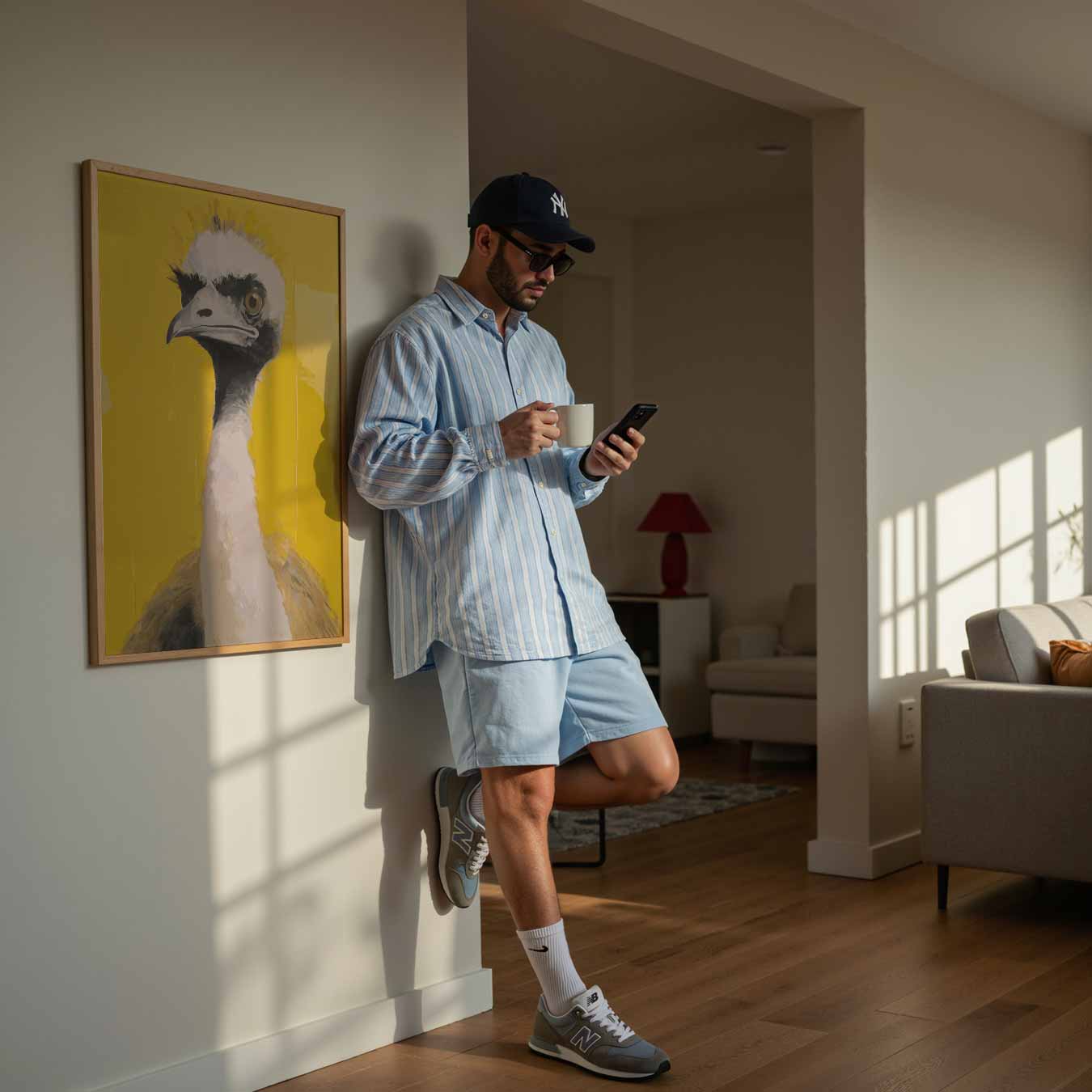 Speelse Struisvogel Poster-WallArtistic