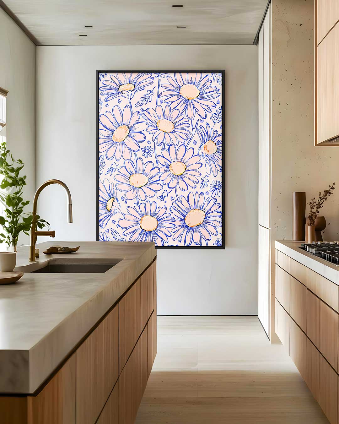 Zonsondergang Madeliefjes Kunstwerk-canvas-dibond-plexiglas-wanddecoratie-WallArtistic